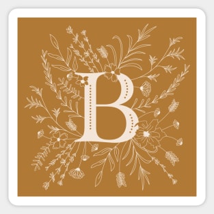 Botanical Letter B (Mustard Yellow) Sticker